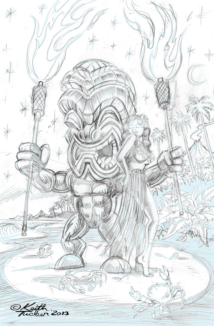 714x1086 hula girls and tiki gods tiki torch man wahine - Tiki Man Drawing