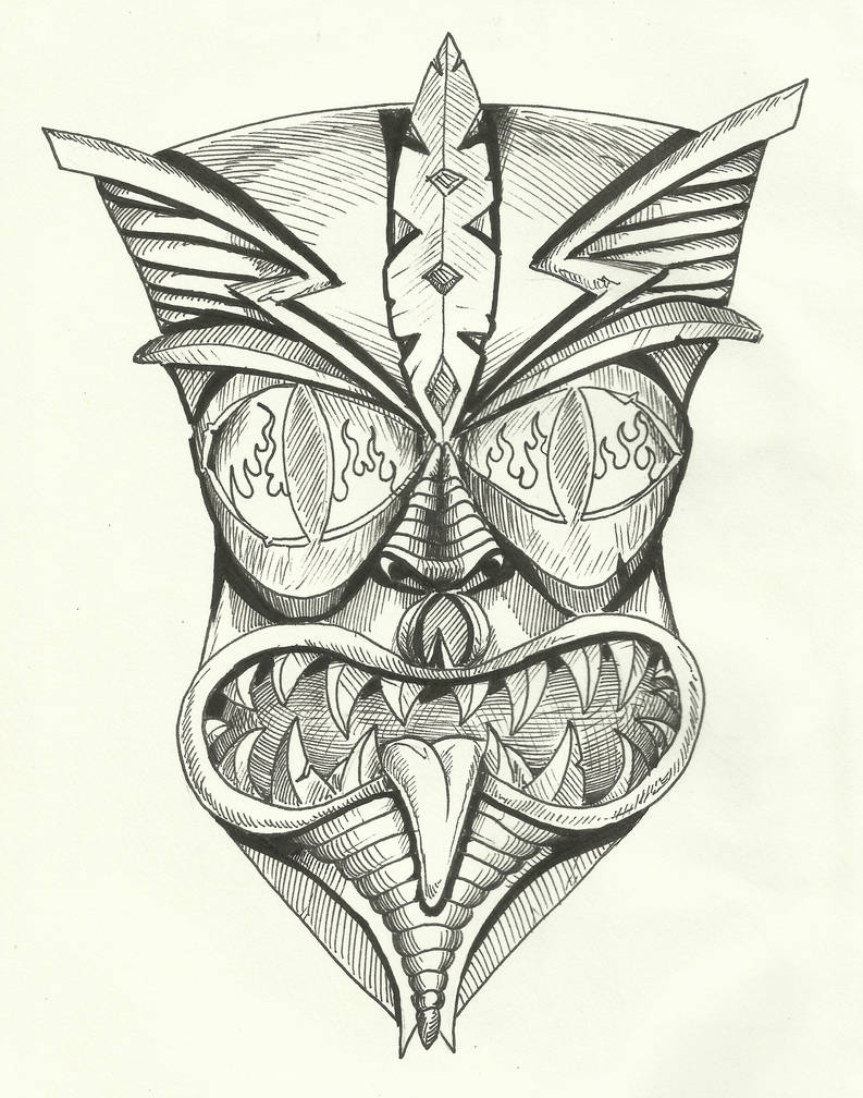 793x1008 Maori Tiki Mask - Tiki Mask Drawing