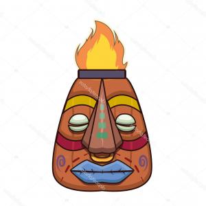 300x300 Quirky Retro Tiki Mask Line Art Icon Set Gm Soidergi - Tiki Mask Drawing