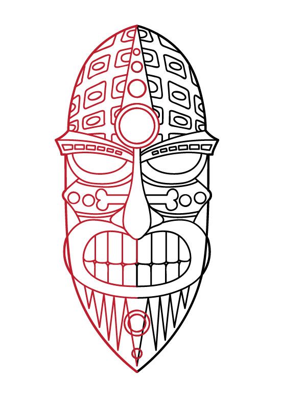 550x767 tiki mask drawing how to create a colorful textured tiki mask - Tiki Mask Drawing