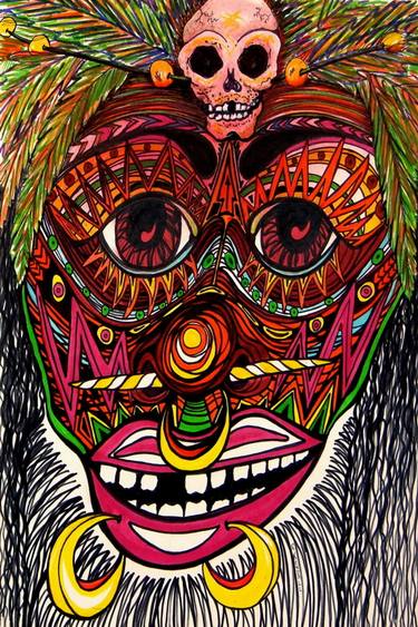 375x563 Tiki Mask Drawing - Tiki Mask Drawing