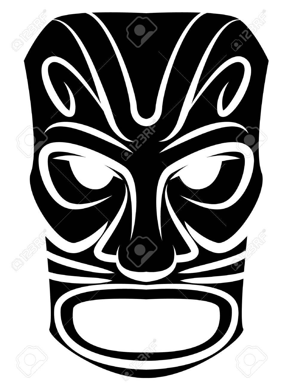 988x1300 Tiki Mask Drawing - Tiki Mask Drawing