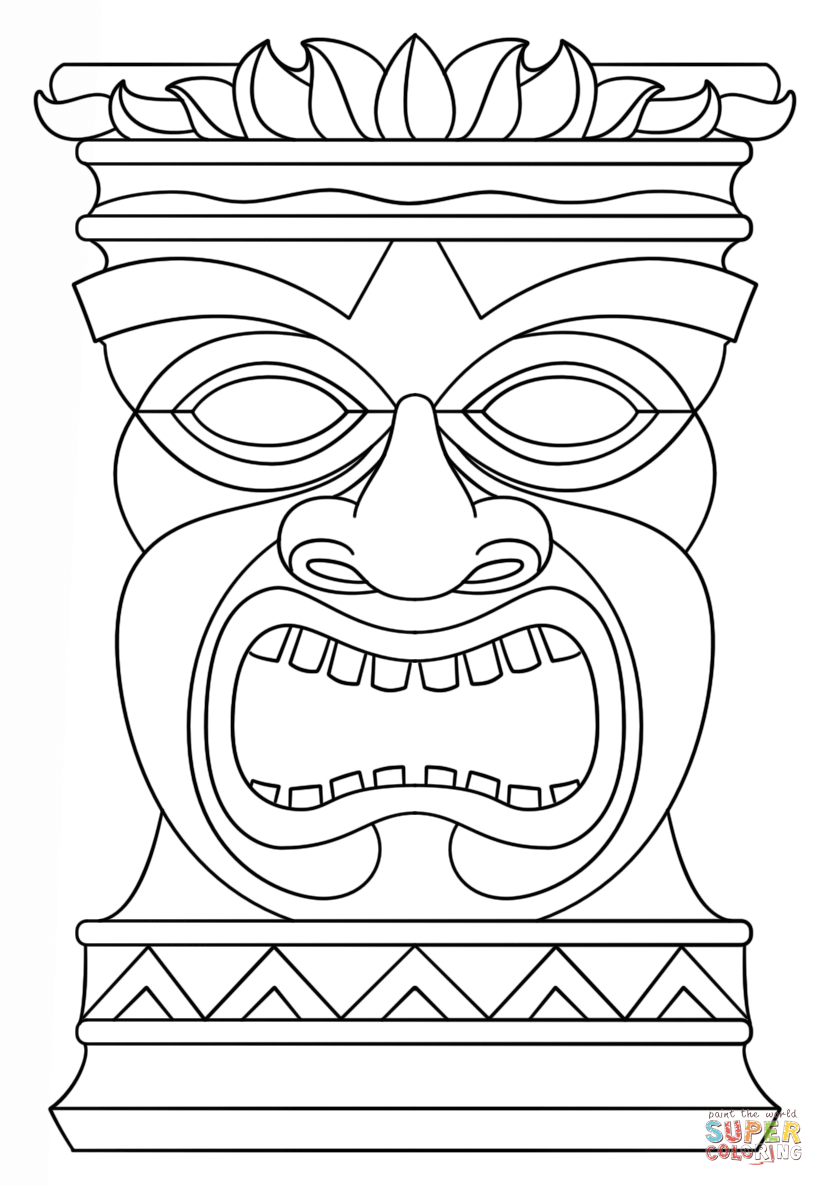 824x1186 Tiki Mask Drawing - Tiki Mask Drawing