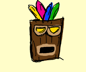 300x250 Tiki Mask With Feather Hair Drawing - Tiki Mask Drawing