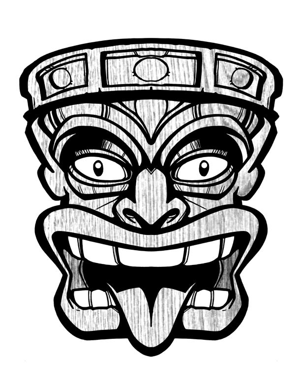 612x792 Tiki Mask Clipart - Tiki Mask Drawing