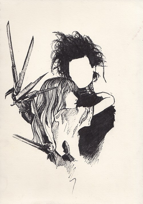 500x712 drawing tim burton draw johnny depp edward scissorhands itsnekas - Tim Burton Drawings