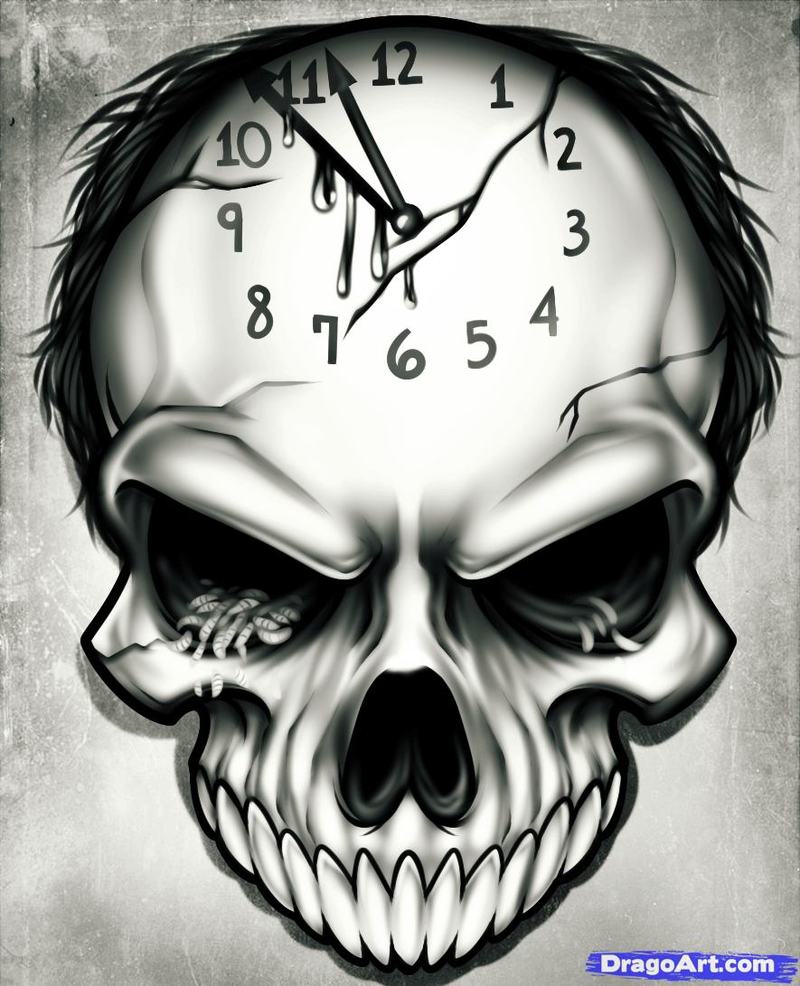 885x1091 how to draw a time tattoo, step - Time Clock Drawing