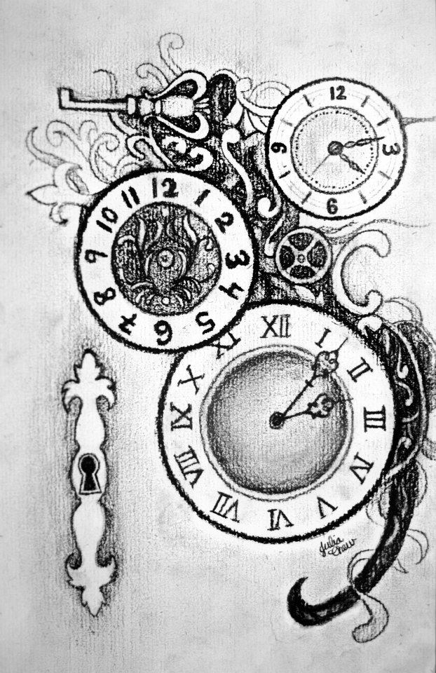 622x960 time is a monster that consumes us all xiaolindesign - Time Clock Drawing