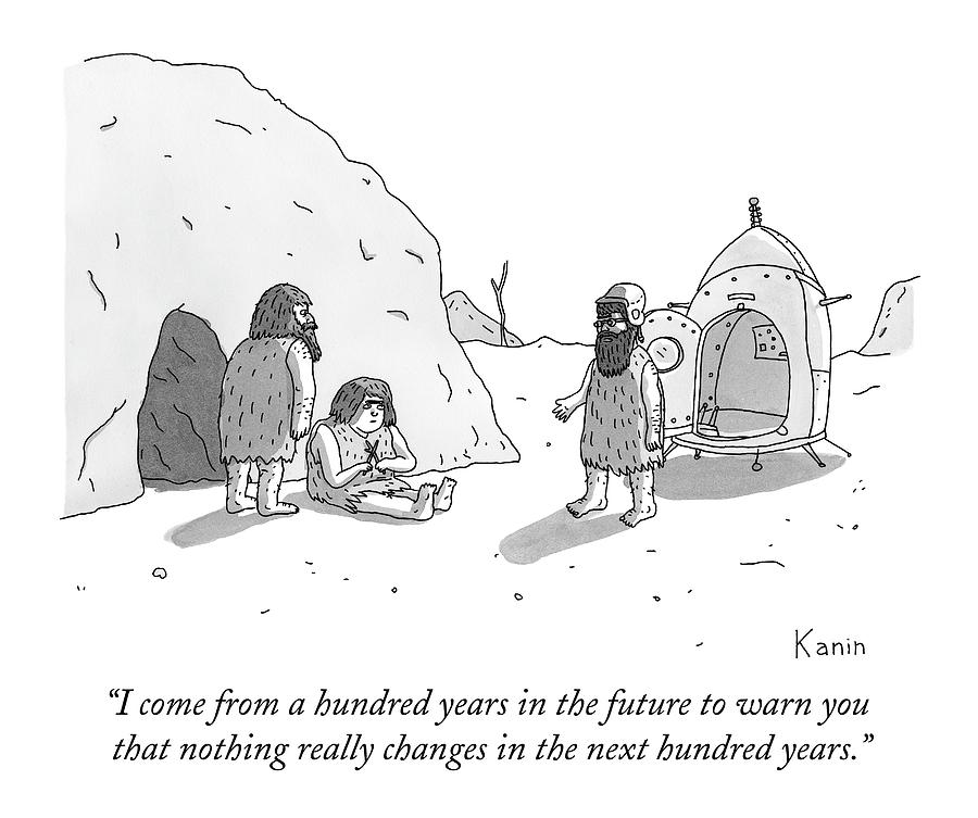 900x753 a caveman who has stepped out of a time machine drawing - Time Machine Drawing