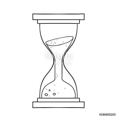 500x500 Freehand Drawn Black And White Cartoon Sand Timer Hourglass Stock - Timer Drawing