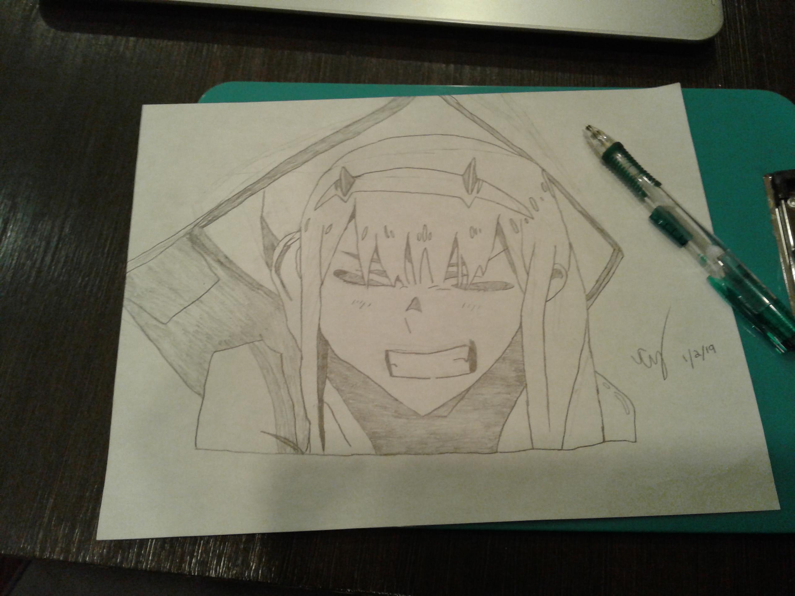 2576x1932 Zero Two Drawing First Timer, Feedback Would Be Appreciated - Timer Drawing