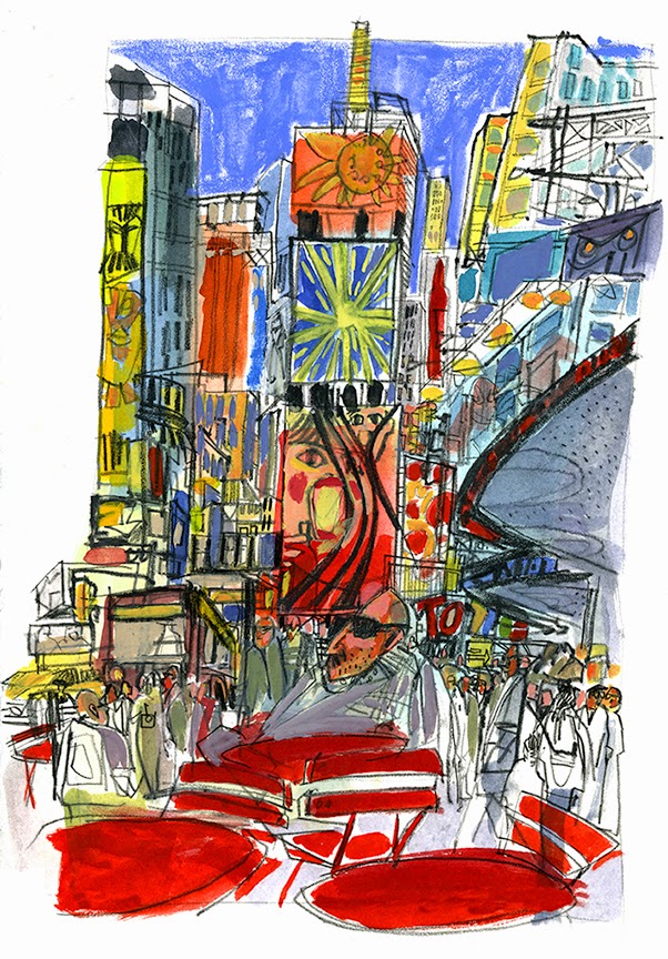 602x864 new york city urban sketchers times square sunday - Times Square Drawing