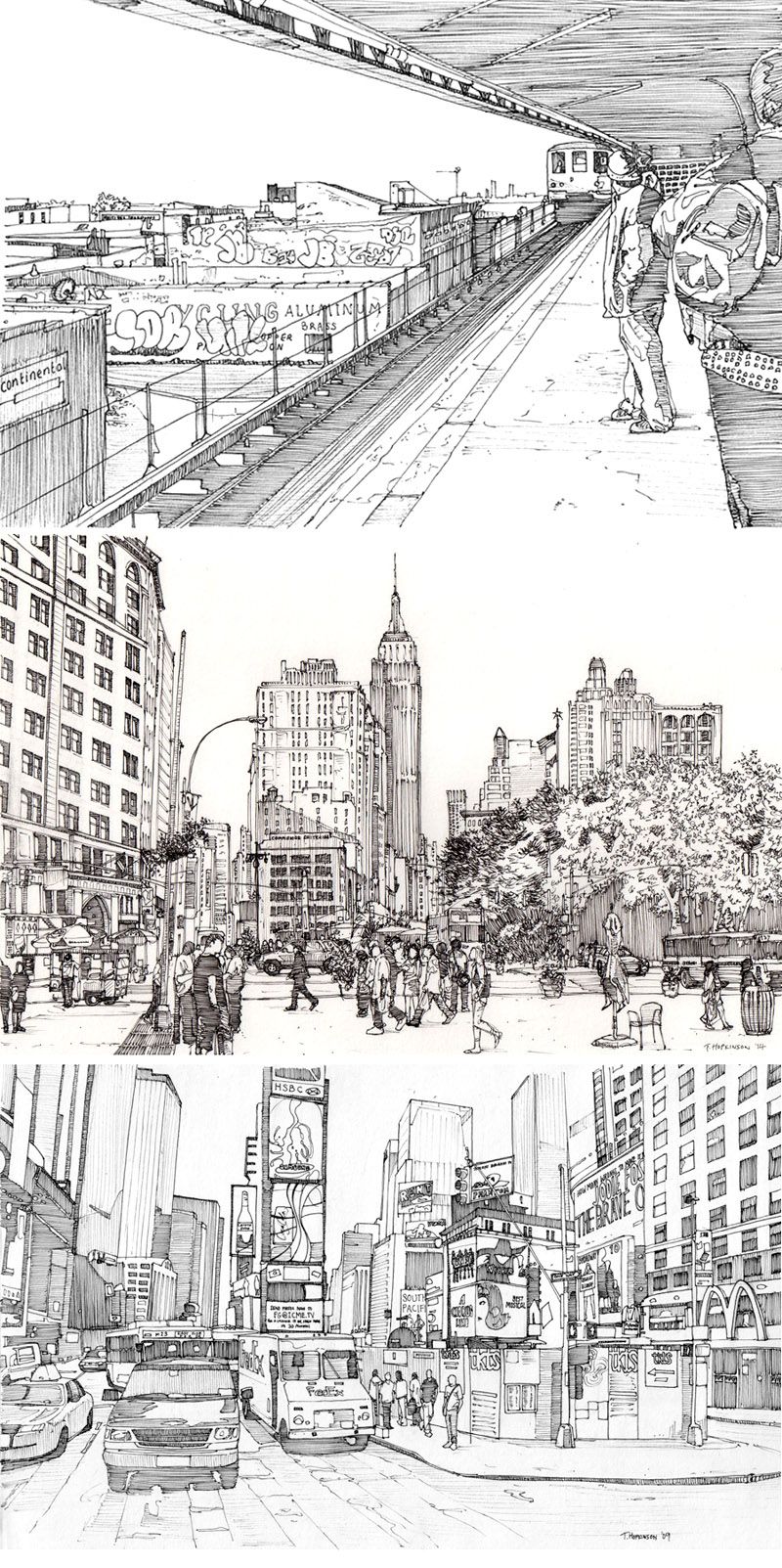 800x1603 Drawing Art Sketches, Draw, Sketches - Times Square Drawing