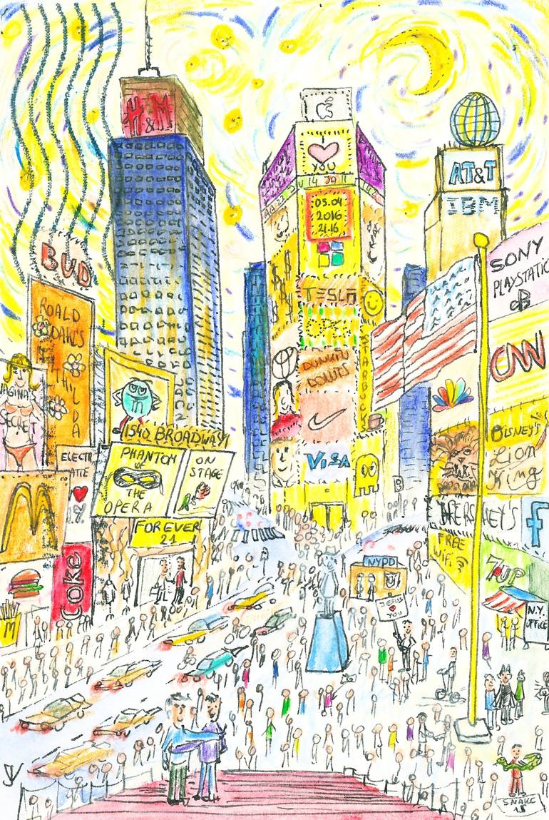 770x1149 times square, new york drawing - Times Square Drawing