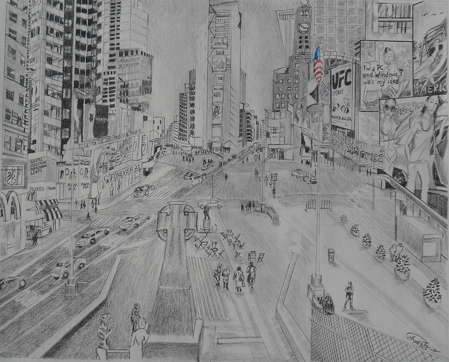 900x726 times square drawing - Times Square Drawing