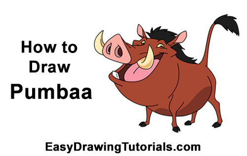 500x315 How To Draw Pumbaa Form The Lion King - Timon And Pumbaa Drawing