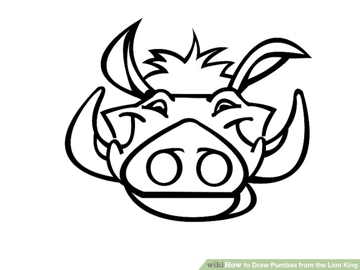 728x546 How To Draw Pumbaa From The Lion King - Timon And Pumbaa Drawing