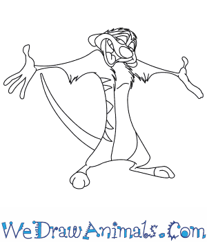 300x350 How To Draw Timon From The Lion King - Timon And Pumbaa Drawing