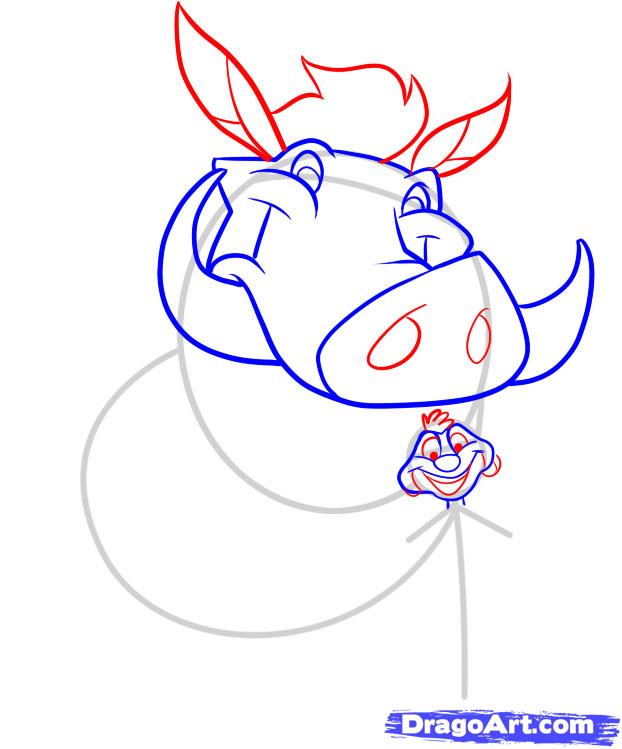 622x749 How To Draw Timon And Pumbaa, Step - Timon And Pumbaa Drawing