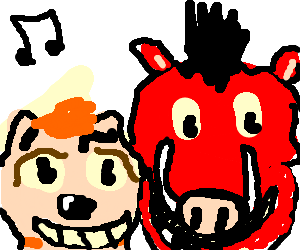 300x250 Timon And Pumbaa Singing Their Song Drawing - Timon And Pumbaa Drawing