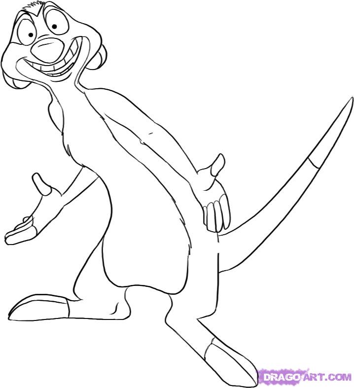 718x787 How To Draw Timon From The Lion King, Step - Timon Drawing