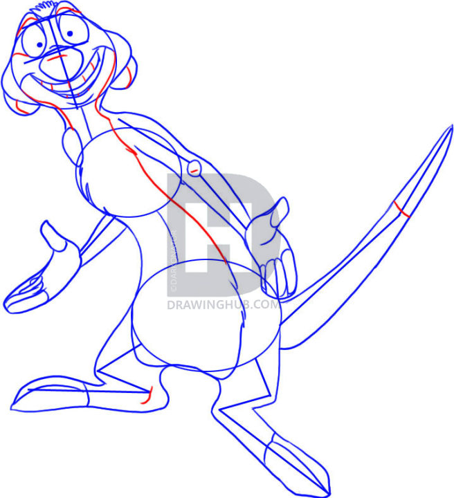 656x720 How To Draw Timon From The Lion King, Step - Timon Drawing