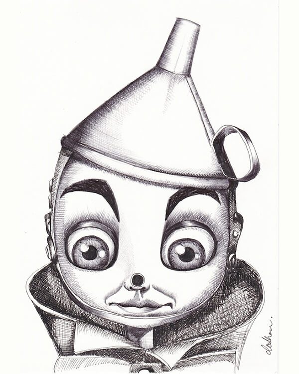 600x750 Tin Man Fox And Doll Baby - Tin Man Drawing