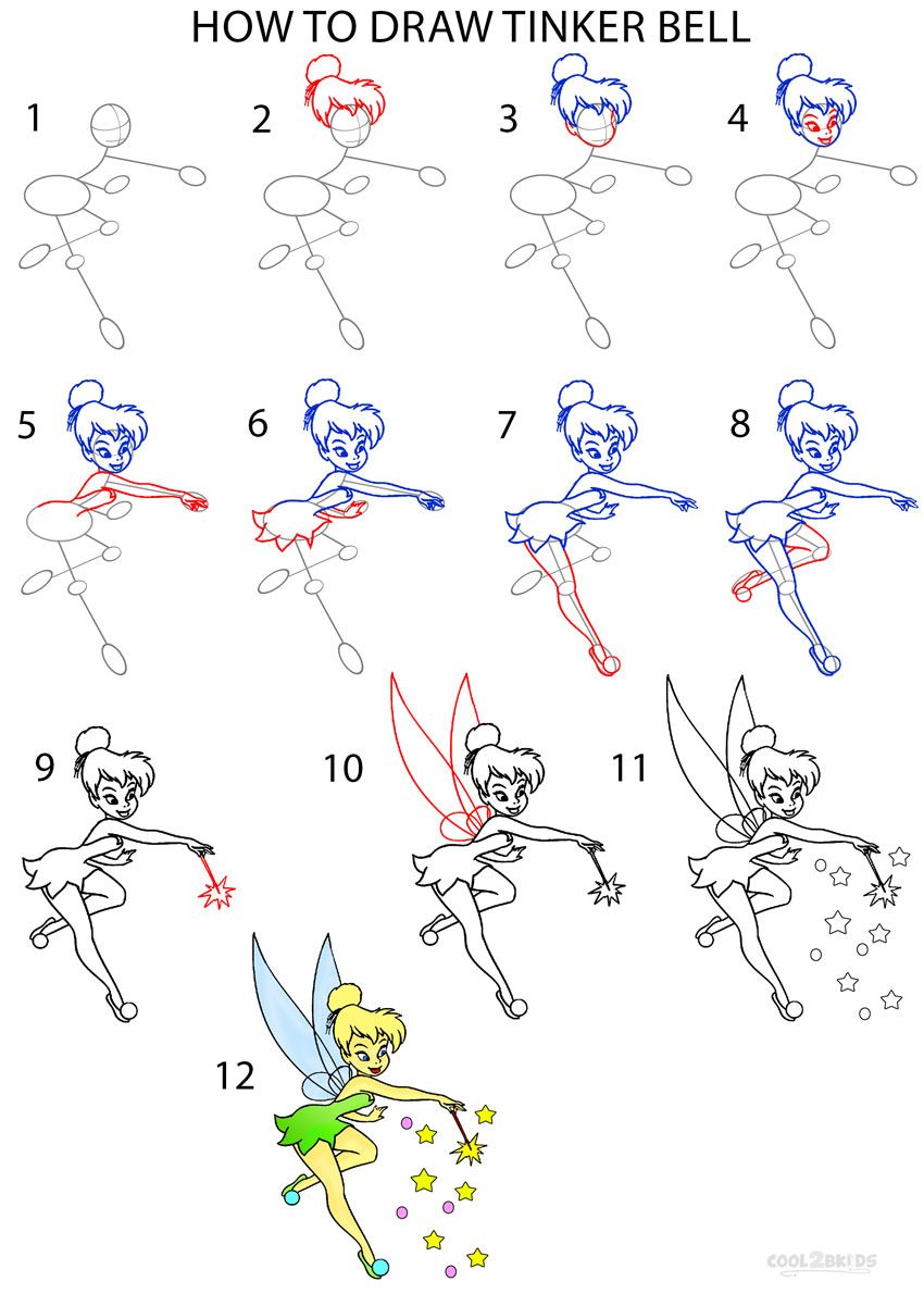 850x1190 How To Draw Tinkerbell Step - Tinkerbell Drawing Step By Step