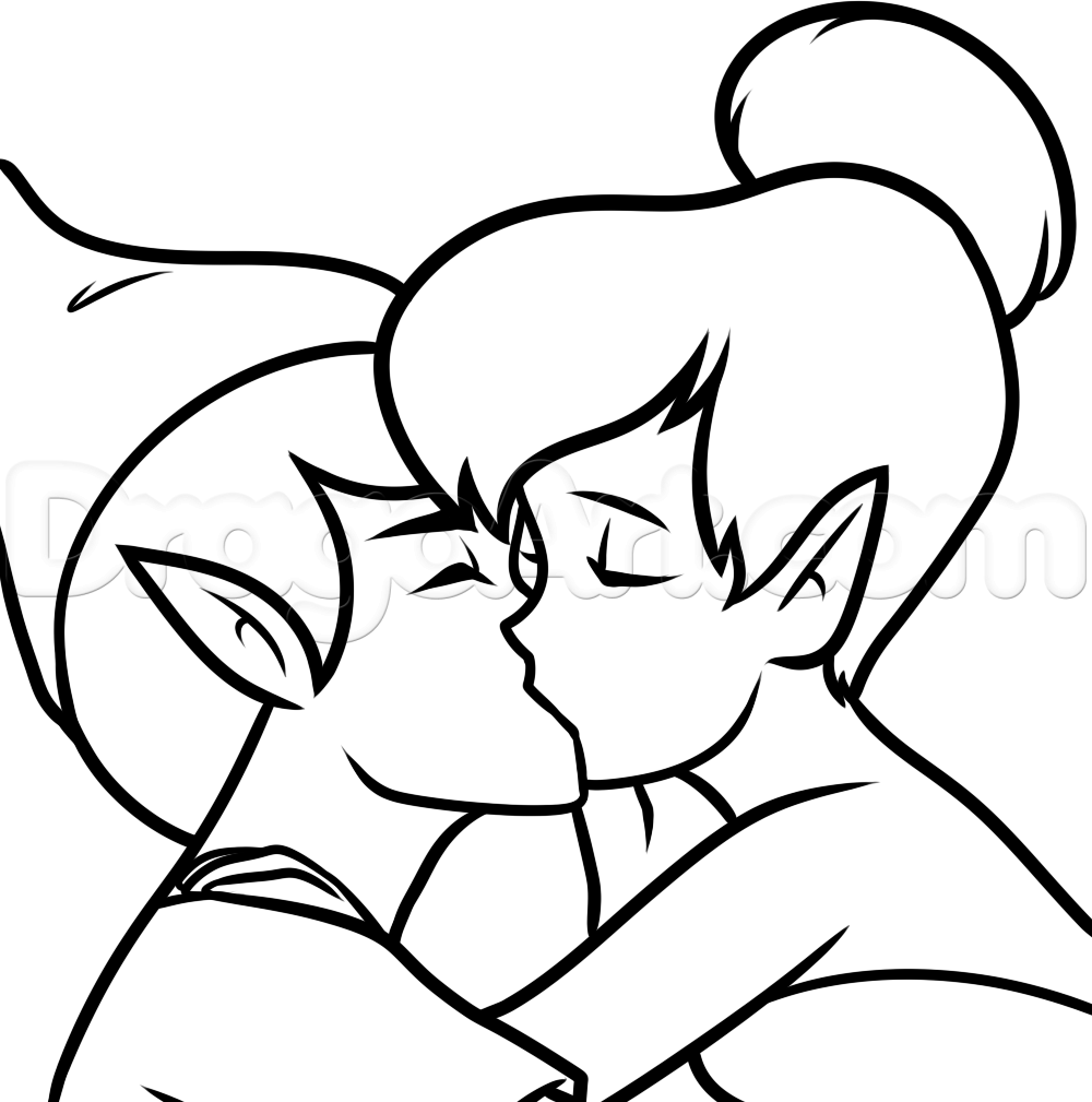1000x1009 How To Draw Peter Pan And Tinkerbell, Step - Tinkerbell Easy Drawing