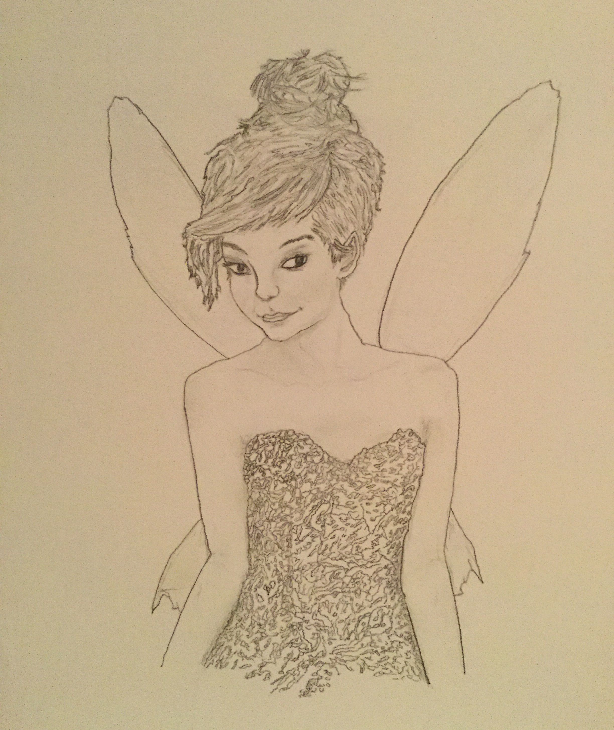 2448x2909 Pencil Drawing Of Tinkerbell Original Art - Tinkerbell Original Drawing