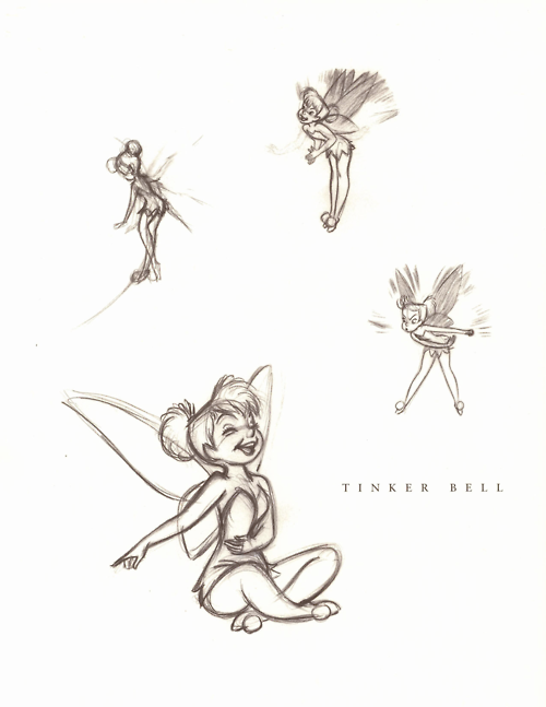 500x647 Tinkerbell From Disney's Peter Pan The Sketchbooks Series - Tinkerbell Original Drawing