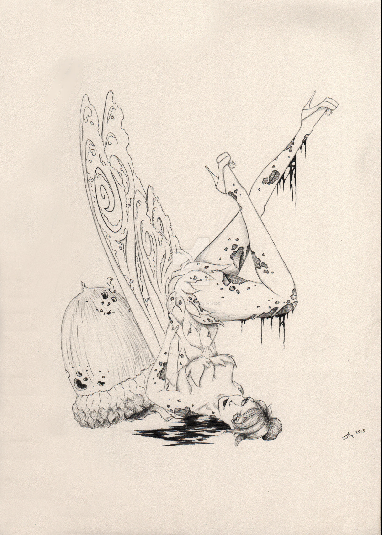 1600x2236 Zombie Tinkerbell Sketch - Tinkerbell Original Drawing