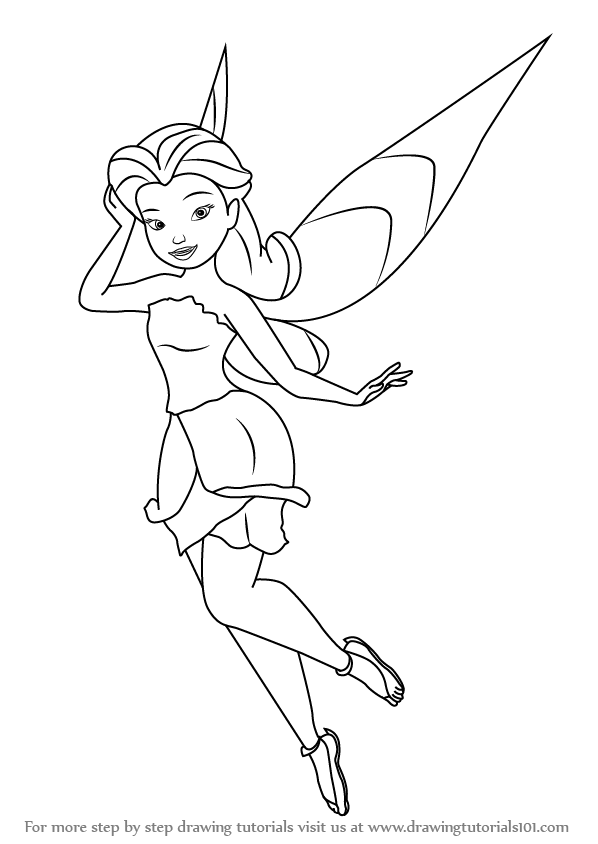 598x844 learn how to draw rosetta garden fairy from tinker bell - Tinkerbell Outline Drawing