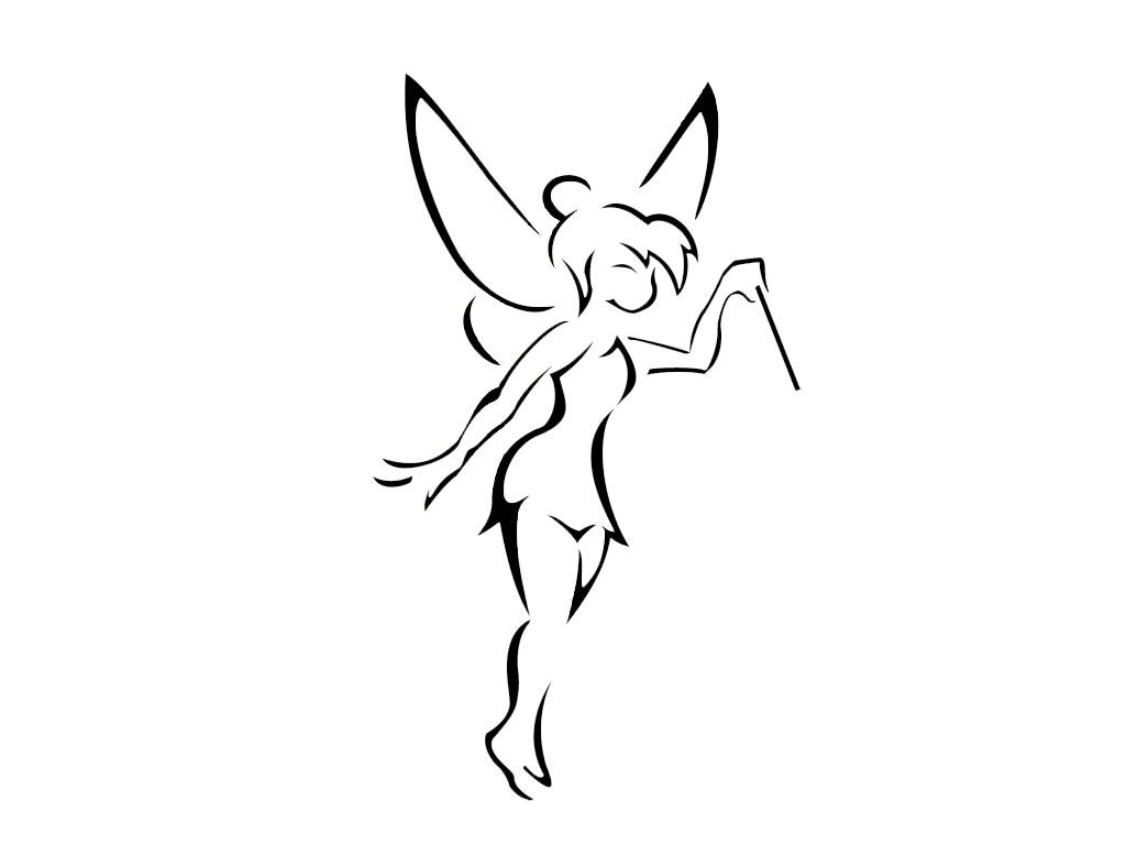 1024x768 tiny tinkerbell tattoo black and white tinkerbell with magic - Tin...