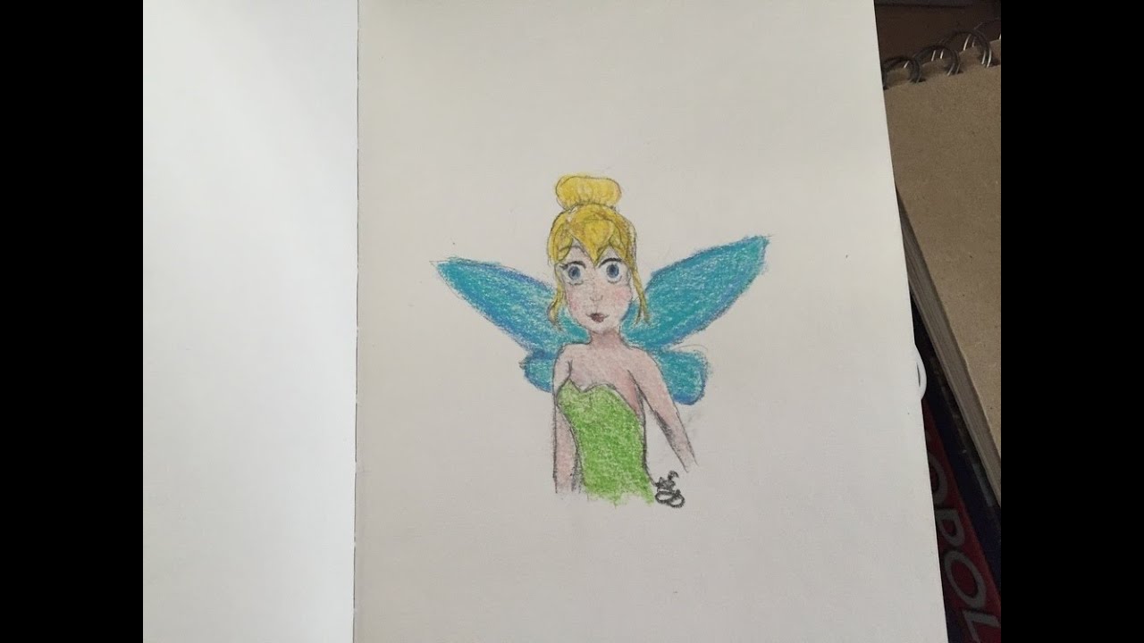 1280x720 Tinkerbell Prismacolor Pencil Drawing - Tinkerbell Pencil Drawing