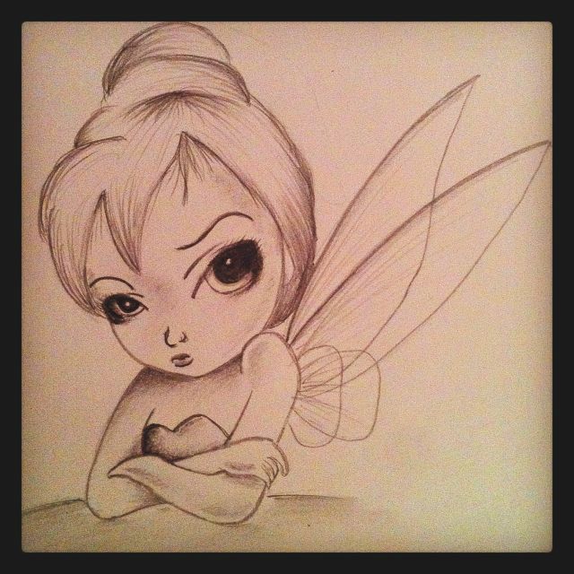 640x640 Tinkerbell Pencil Sketch Arts And Crafts In Drawings - Tinkerbell Pencil Drawing