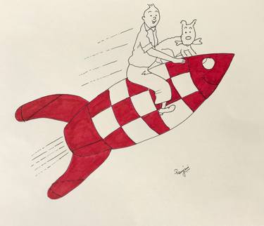 375x322 Tintin And Snowy Drawing - Tintin Drawing