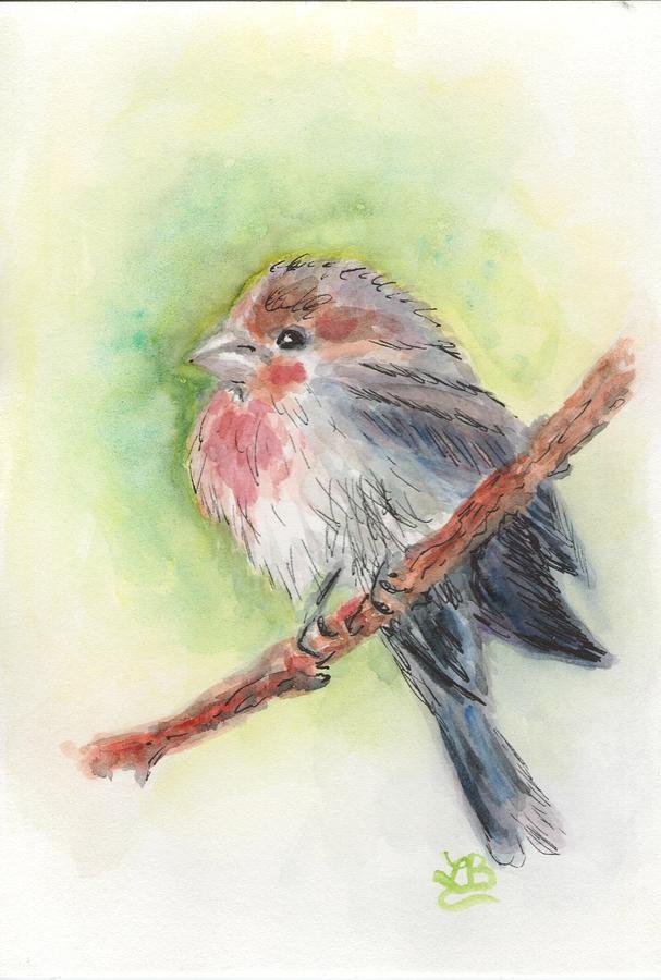 607x900 tiny bird painting - Tiny Bird Drawing