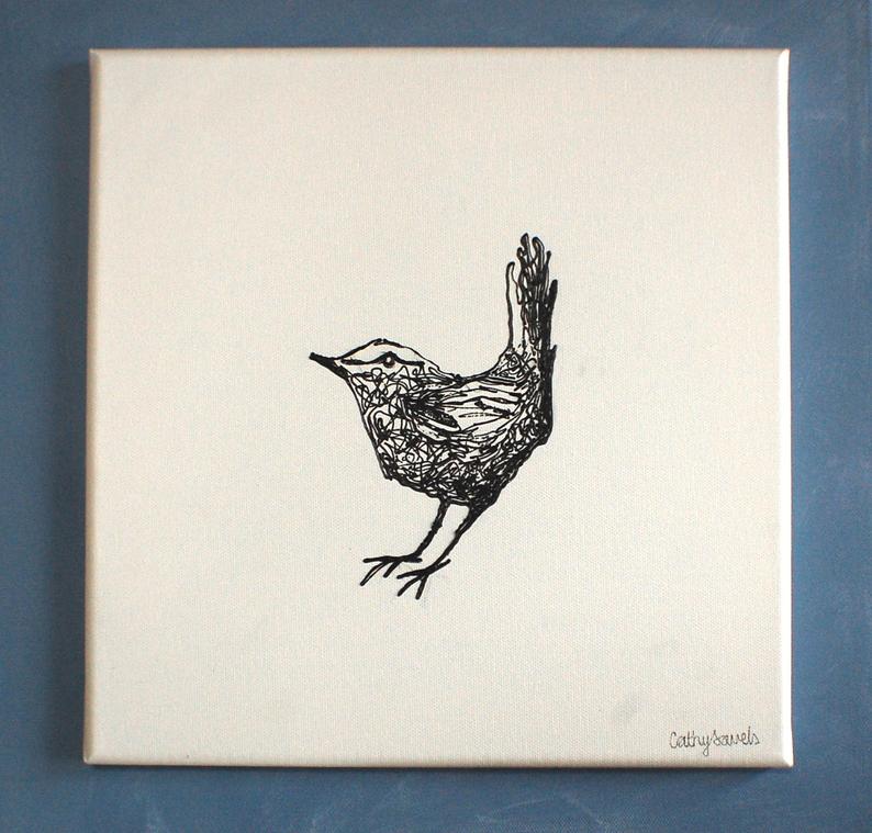 794x759 Wren Bird Pen Drawing Garden Wildlife Black And White Etsy - Tiny Bird Drawing