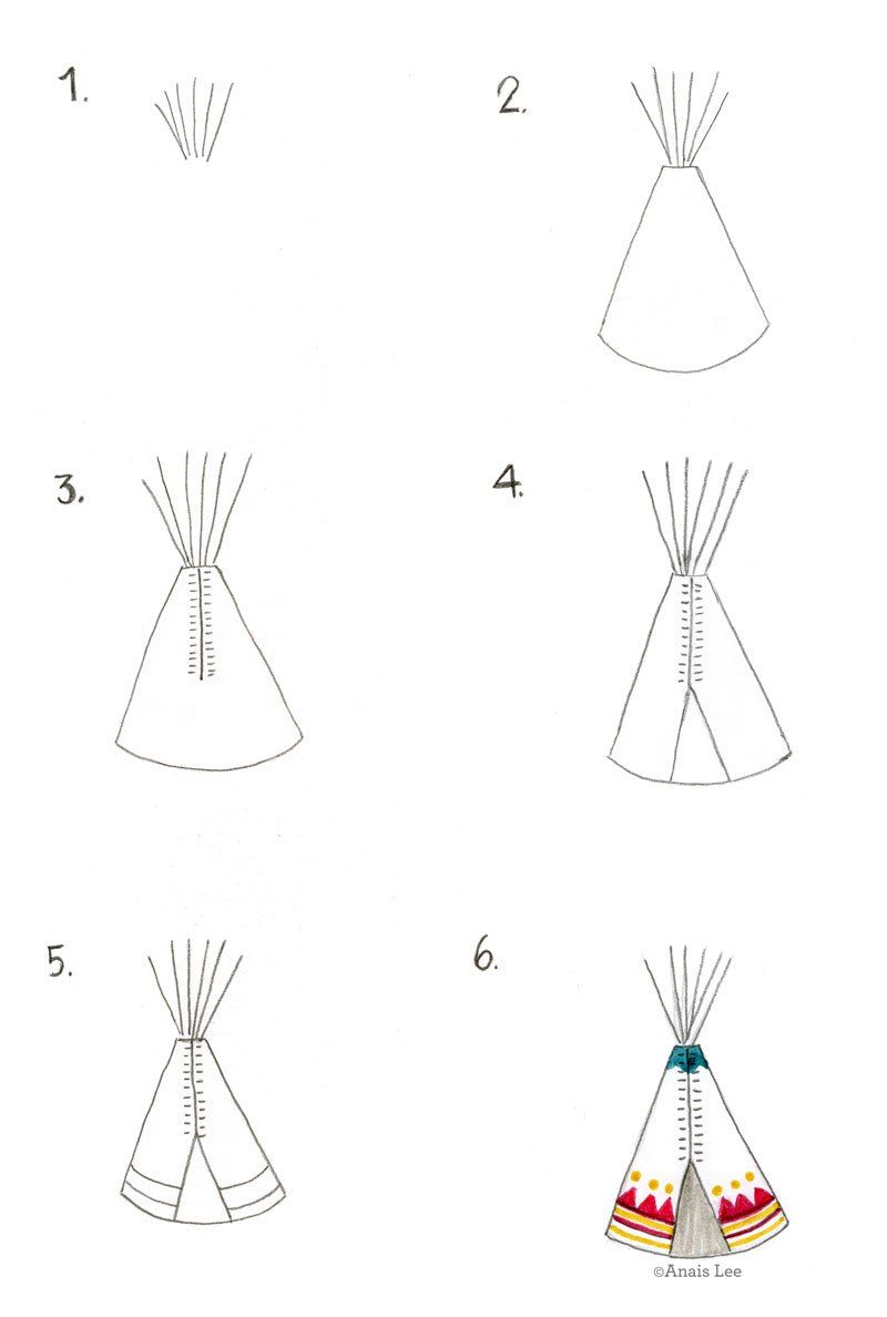 800x1188 how to draw a teepee - Tipi Drawing
