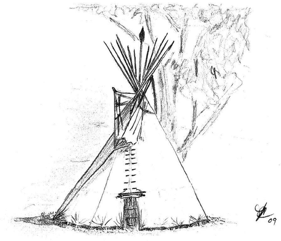 896x768 tipi and trees - Tipi Drawing