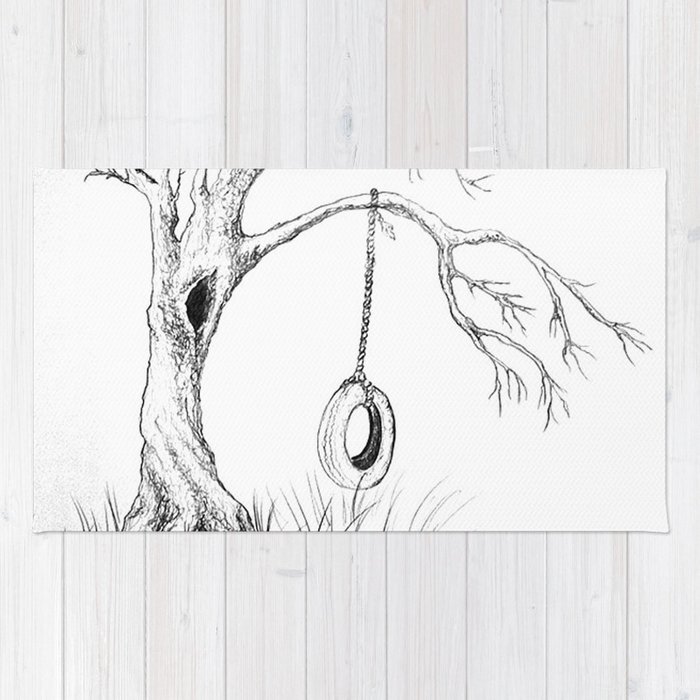 700x700 Tire Swing Memories Rug - Tire Swing Drawing