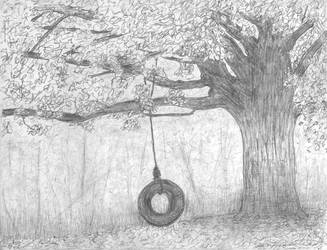 327x250 Tire Swing And An Old Tree - Tire Swing Drawing