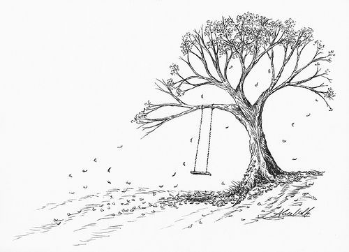 500x361 Image Result For Drawing Of A Tree With Roots And Tire Swing - Tire Swing Drawing