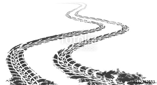 500x273 winding tire track curved tracks, print marked pattern isolated - Tire Tracks Drawing