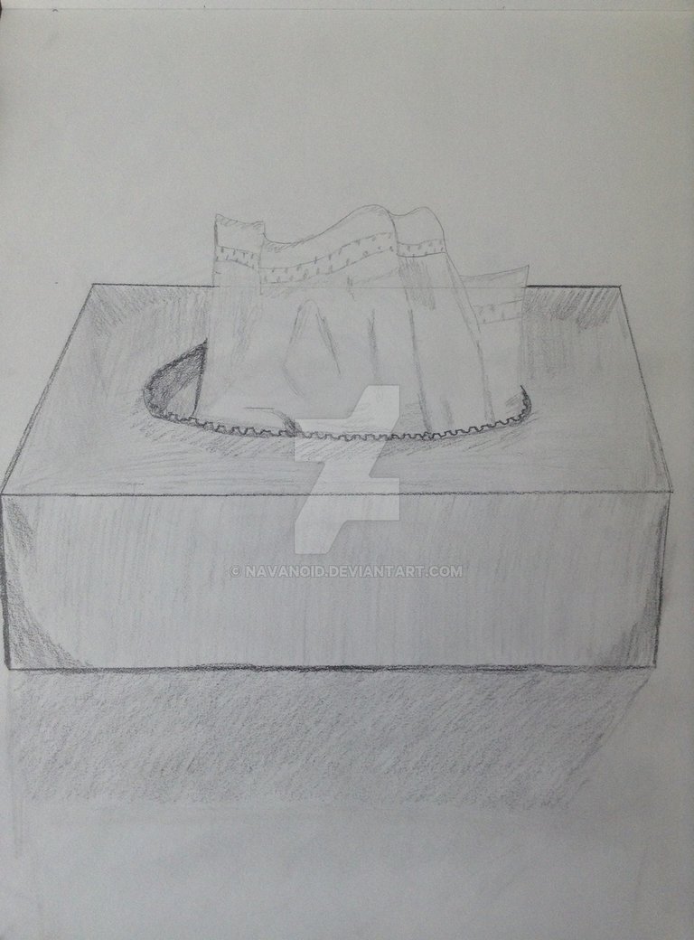 768x1040 pencil drawing of a tissue box - Tissue Box Drawing