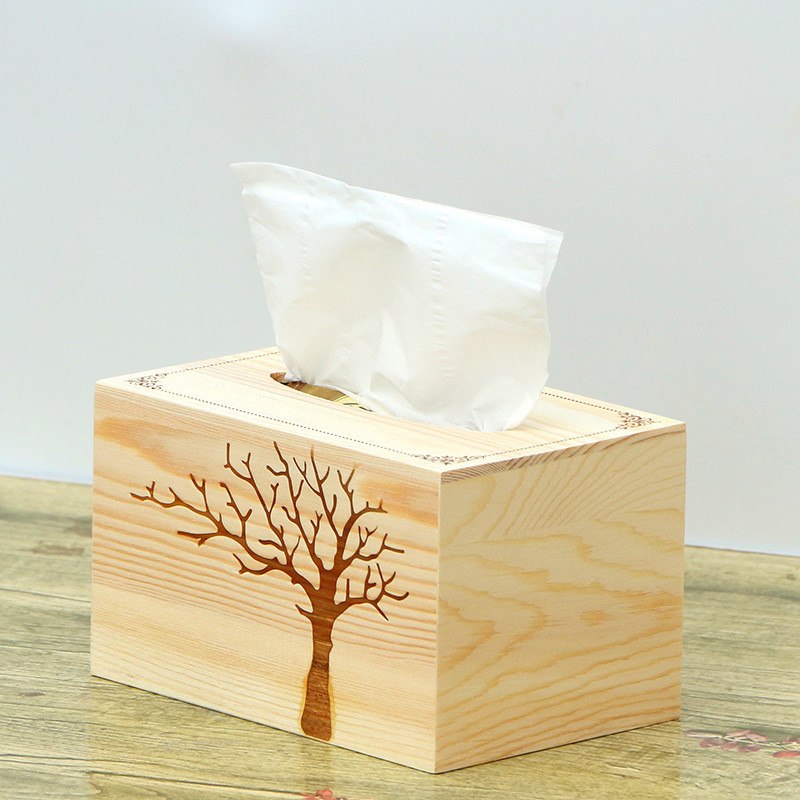 800x800 simple solid wood desktop tissue box living room creative drawing - Tissue Box Drawing