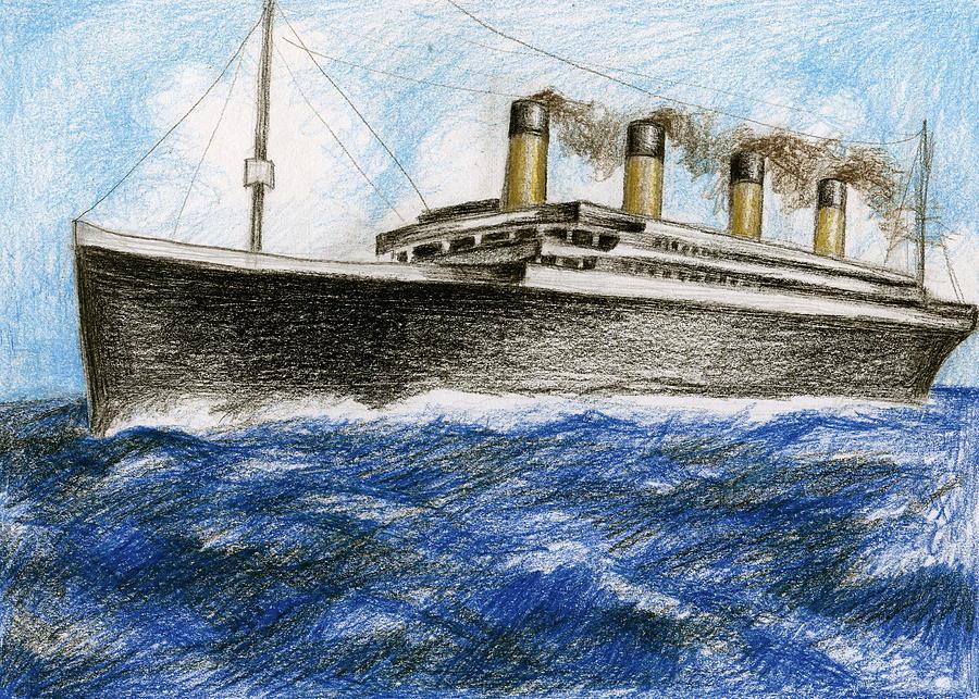 900x643 titanic at sea drawing - Titanic Drawing