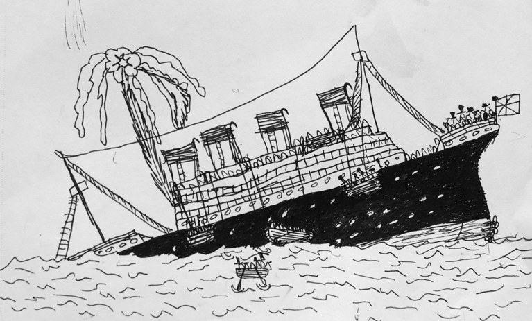 767x463 a young artist confronts the sinking of the titanic the new yorker - Titanic Drawing