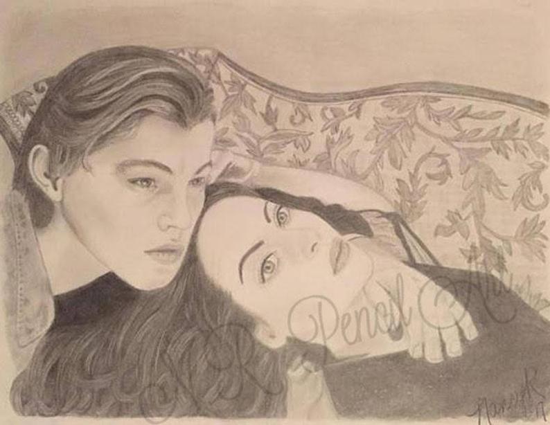 794x614 jack and rose from titanic kate winslet and leonardo dicaprio etsy - Titanic Original Drawing